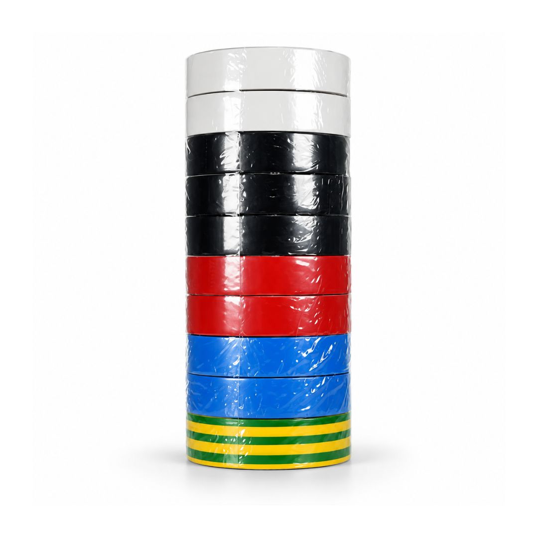 3M TAPE, VINYL ELECTRICAL 160 TEMFLEX, RAINBOW PACK OF 10, 19mm x 20m