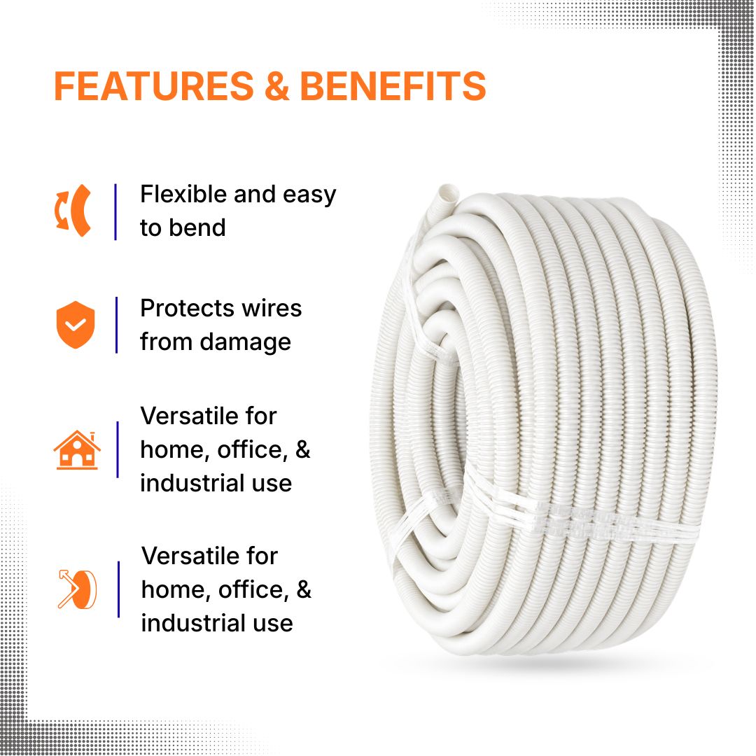 20mm Corrugated Conduit 25-Meter Roll WHITE