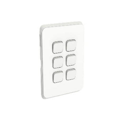 Clipsal Iconic Gridplate and Skin - 6 Gang - Vertical/Horizontal-3046VH-VW