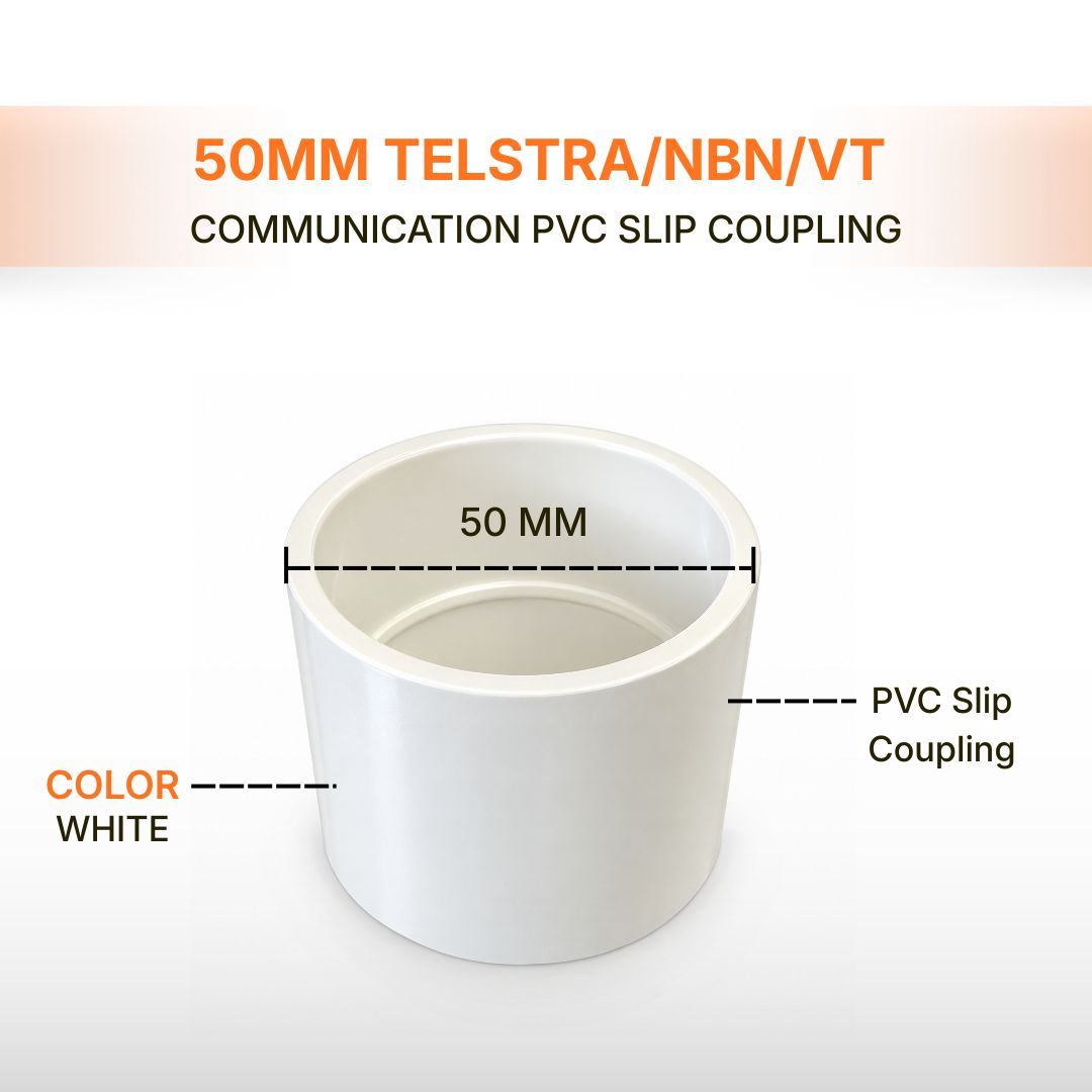 50mm Telstra/NBN/VT Communication PVC Slip Coupling