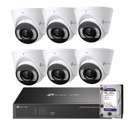 TP-Link 8MP 8CH CCTV Kit: 6 x IP Turret Cameras S485 (Full-Colour Speaker / Mic / Light) + 8CH NVR(NVR1008H-8MP)