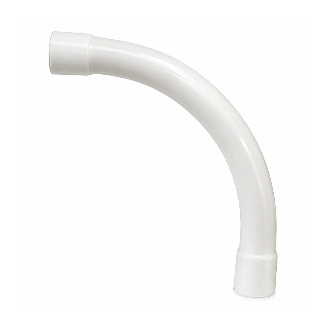 Communication PVC White Conduit Bend Sweep Telstra/NBN 50mm X 90 Deg X 305mm Radius