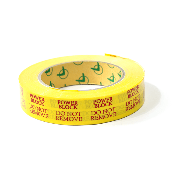 Telstra Red on Yellow Label “Power Block” 24mm x 50m