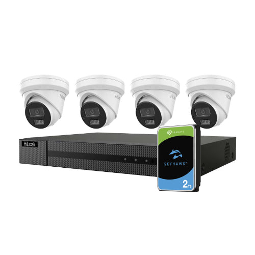 HILOOK 4 CAMERA KIT ,4 x 6MP INTELLIGENT AI TURRET CAMERAS + 1 x 4 CHANNEL PoE NVR WITH 2TB HARD-DRIVE & 3YR WARRANTY, IK-4246TH-MM-P