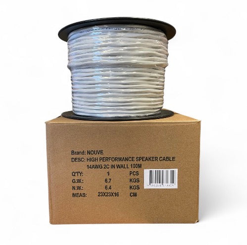 Nouve 14 AWG In-Wall Speaker Cable 100m Pure Copper (2-Core)