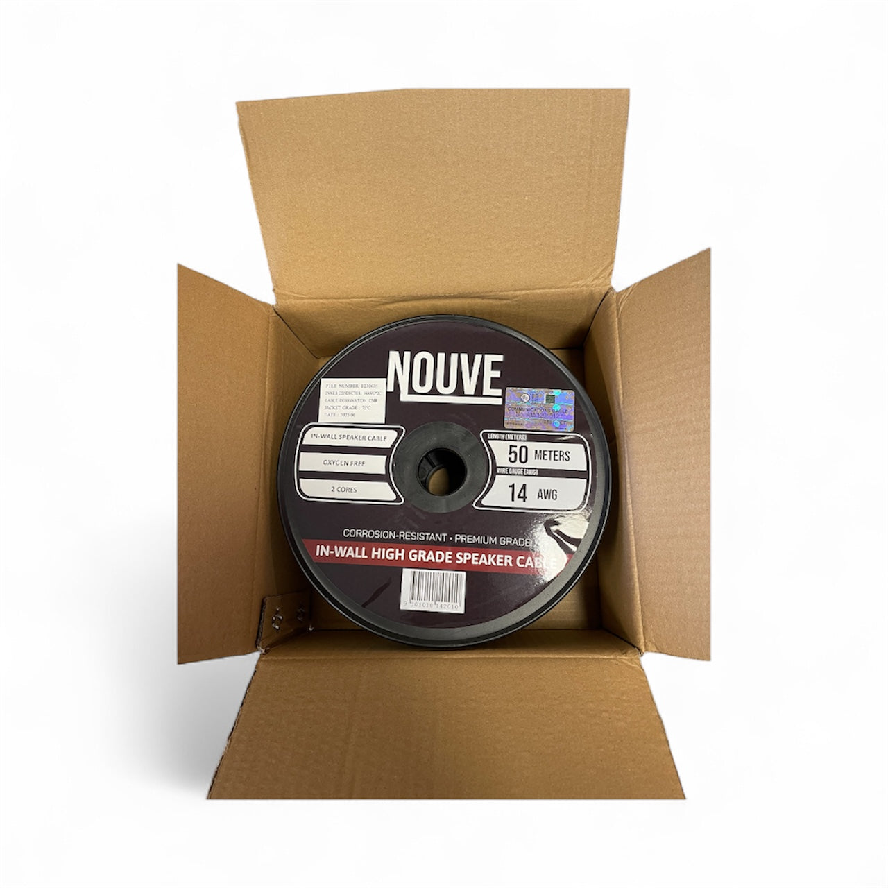 Nouve 14 AWG In-Wall Speaker Cable 50m Pure Copper (2-Core)