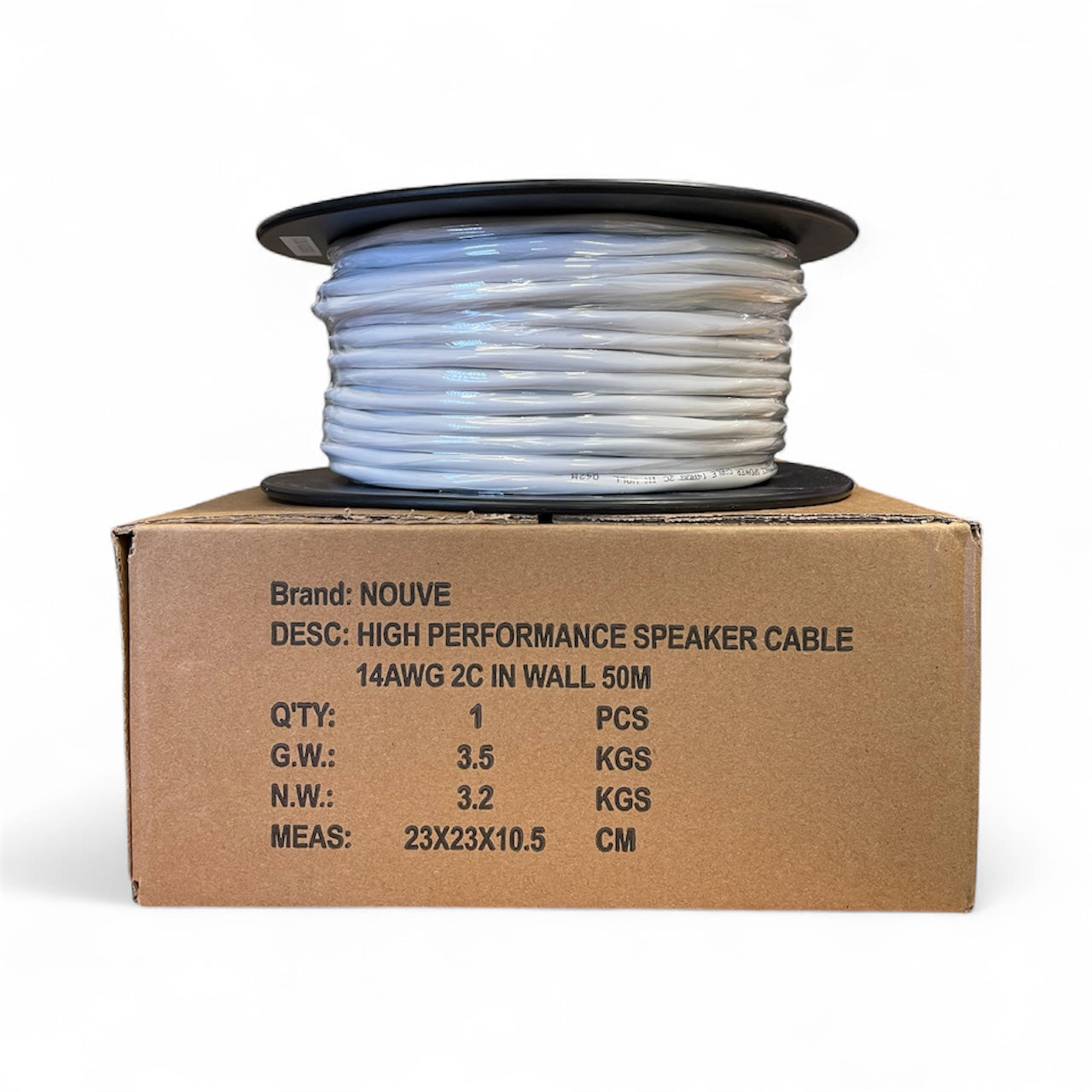 Nouve 14 AWG In-Wall Speaker Cable 50m Pure Copper (2-Core)