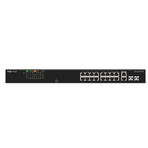 RG-ES118FGS-LP, 16-Port 10/100 Mbps with 2-Port Gigabit Unmanaged PoE Switch