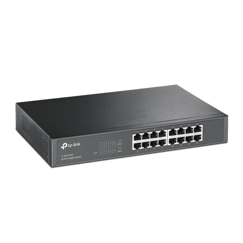 TP-LINK 16-port Gigabit Switch, 16 10/100/1000M RJ45 ports, 1U 13-inch rack-mountable steel case
TL-SG1016D