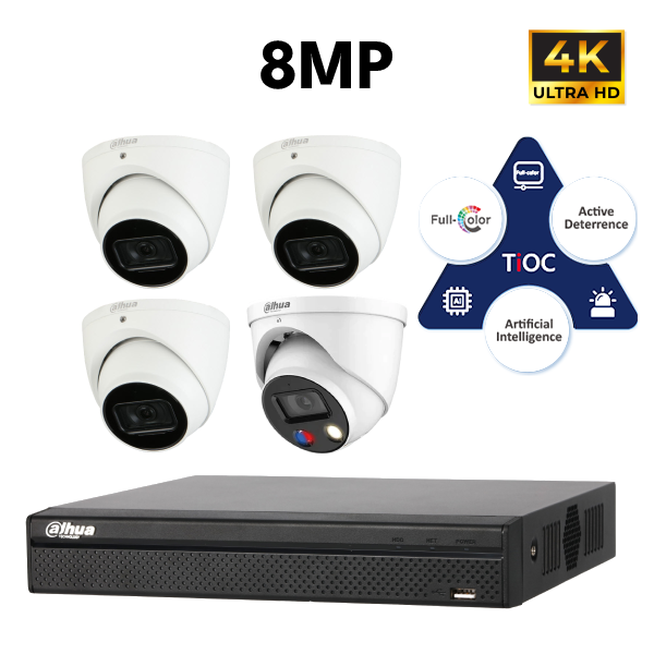 Dahua 8MP Special 1 CCTV Kit with TIOC - 4 Cameras + 4 Channel NVR
