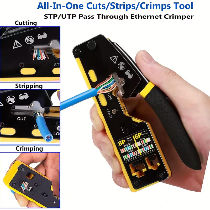 RJ45 Crimping Tool Pass Through Cat5/cat6 | HT-7088