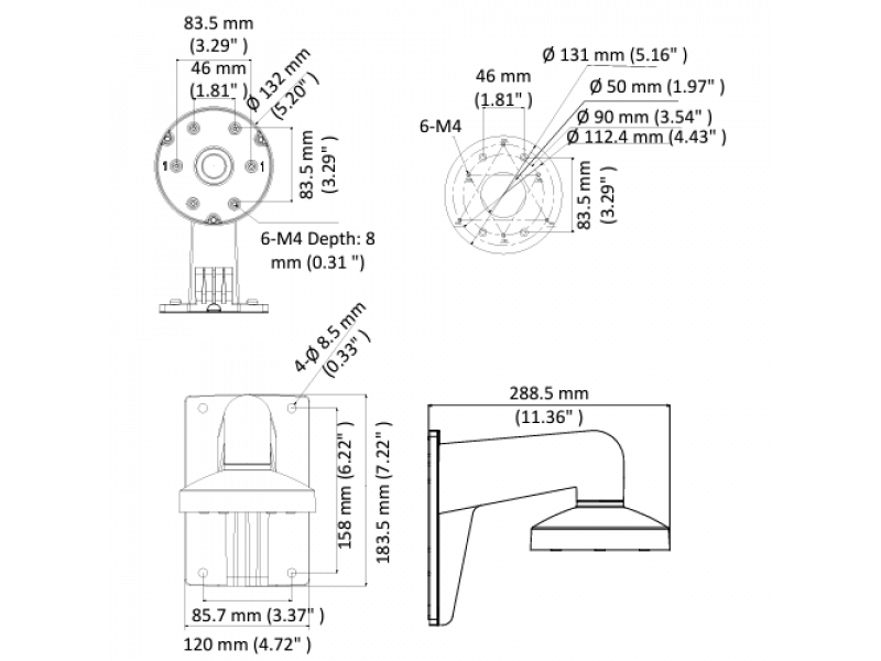 Hikvision Wall Mount Bracket DS-1273ZJ-130-TRL