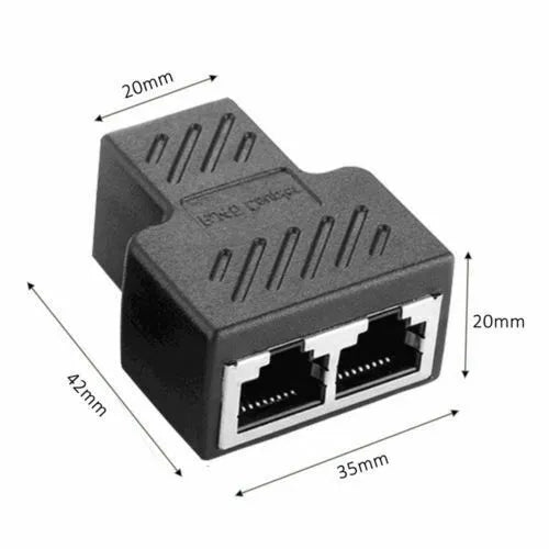 RJ45 Splitter 1 to 2 Ethernet Ports Cable Splitter (Black) Cat5, Cat5e, Cat6, Cat7