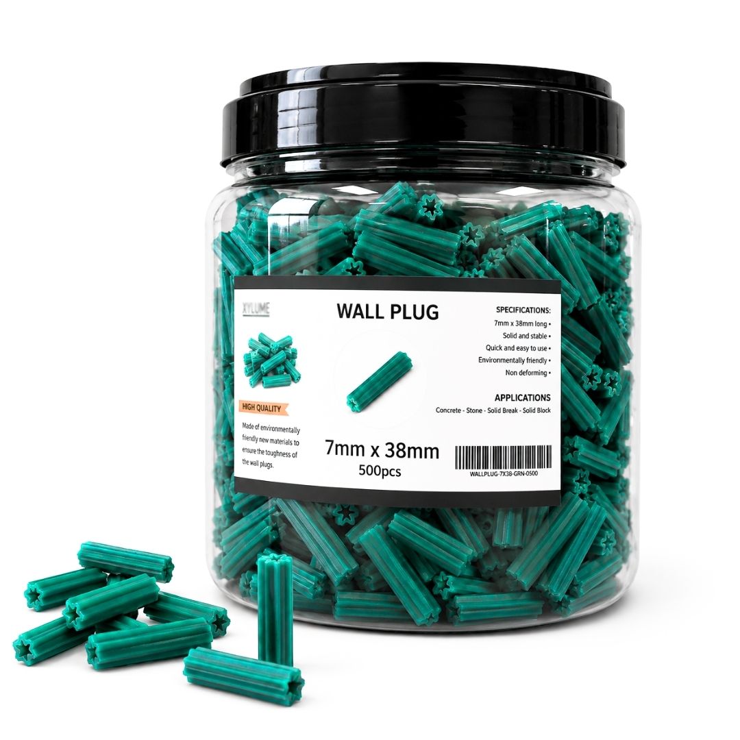 Wall Plugs Green 7mm x 38mm - 500pcs