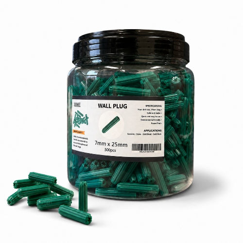 Wall Plug Green 7 * 25mm Round Headed | 500 Pcs