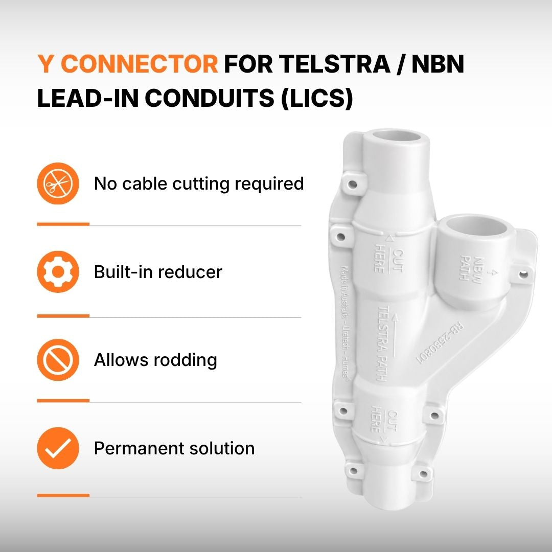 Y Connector for Telstra / NBN Lead-in Conduits (LICS)