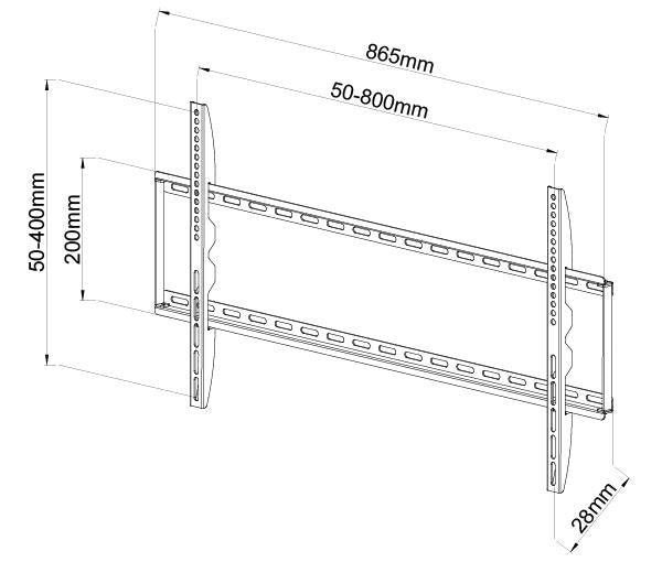 TV Wall Mount Slim Bracket Black Fixed 42"-80" | PLB162XL dimensions