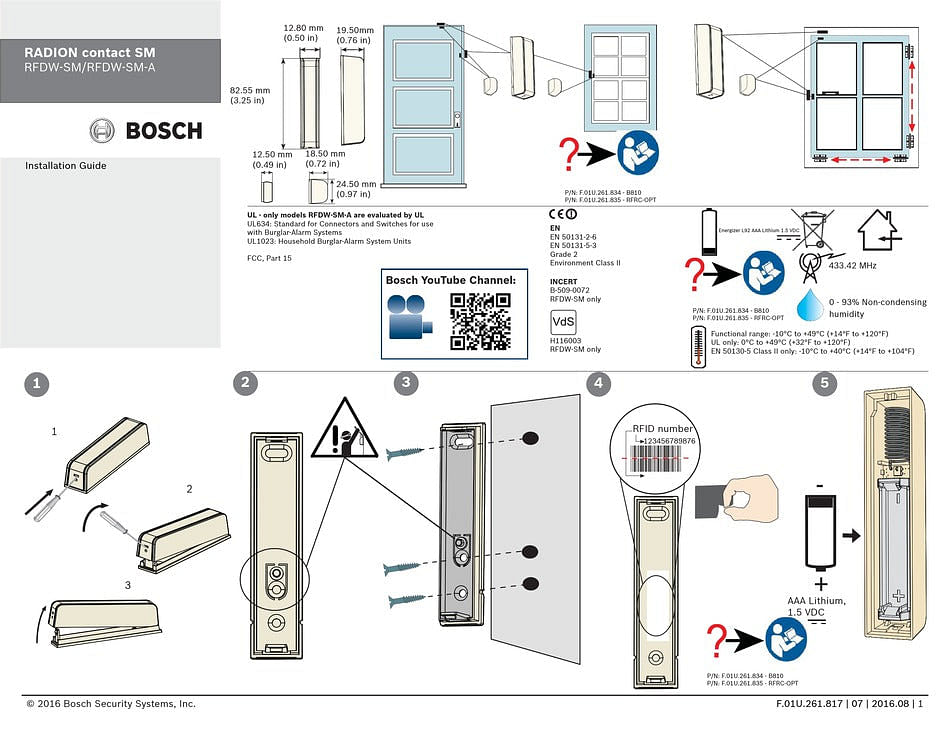 bosch rfdw-sm radion wireless surface mount installation