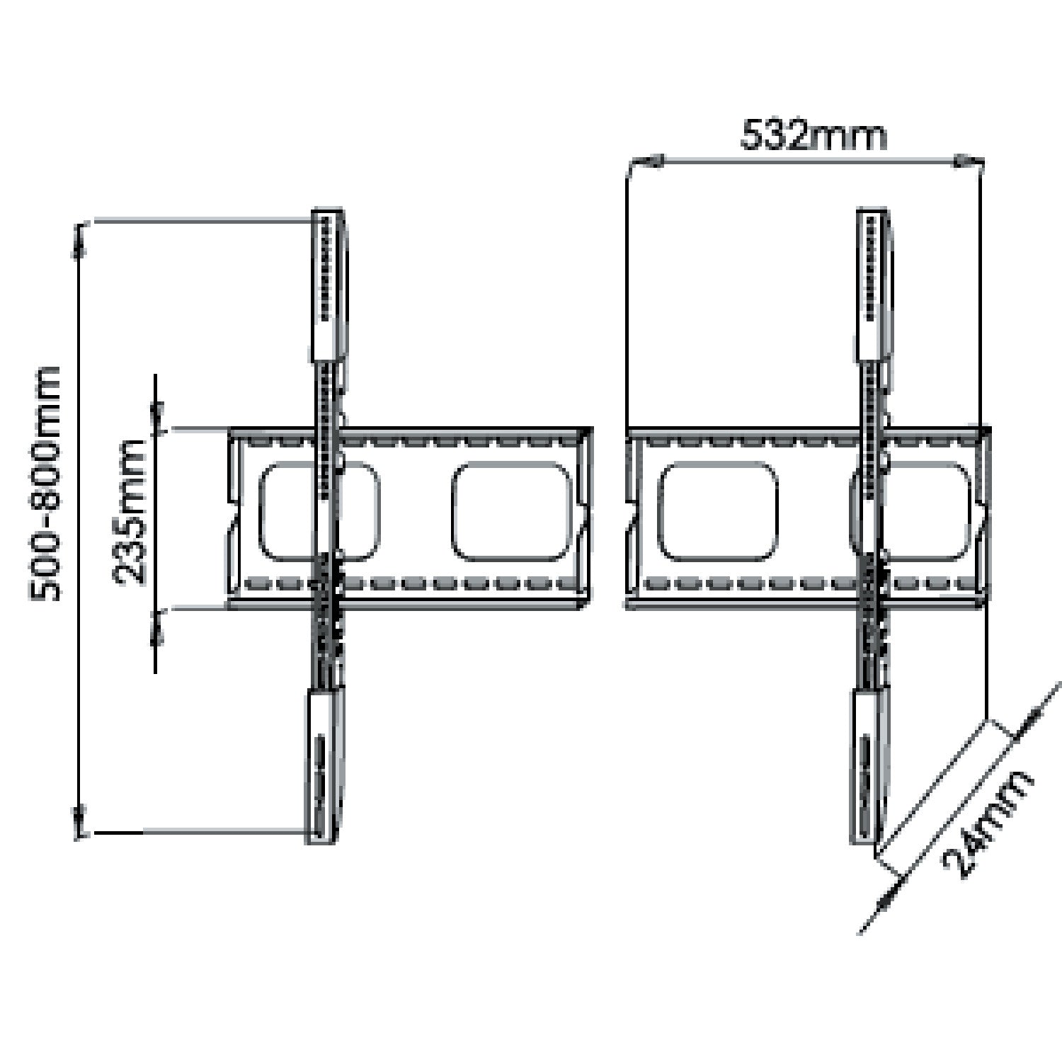 Universal TV Wall Mount Bracket Fixed Black 50"-102" 100kg PLB105XL dimensions