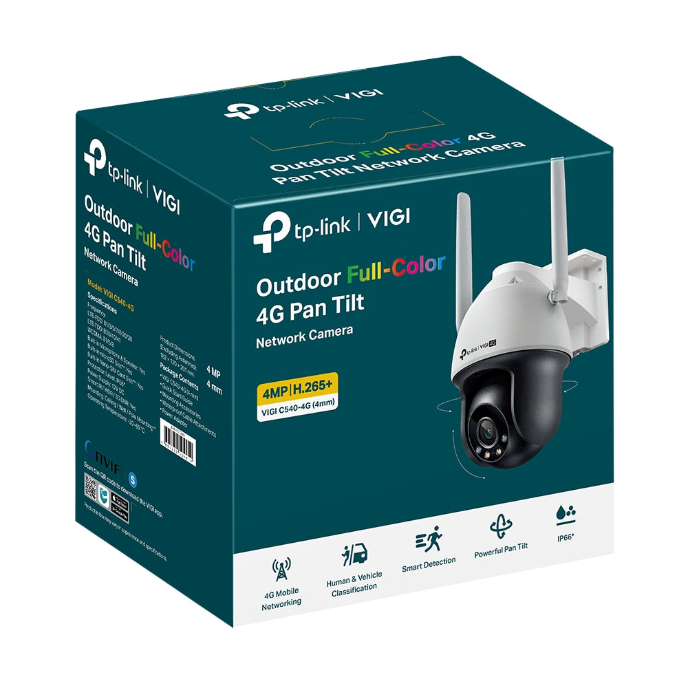 Tp- Link VIGI 4MP Outdoor Full-Colour 4G Pan Tilt Network Camera 360 rotating VIGI C540-4G