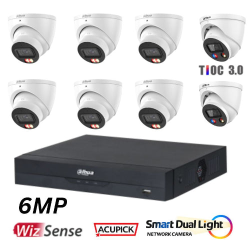 Dahua 6MP Special 2 CCTV Kit with 6MP TIOC 3.0 - 6 x Smart Dual Light Cameras+2 x 6MP TIOC 3.0 + 8 Channel NVR