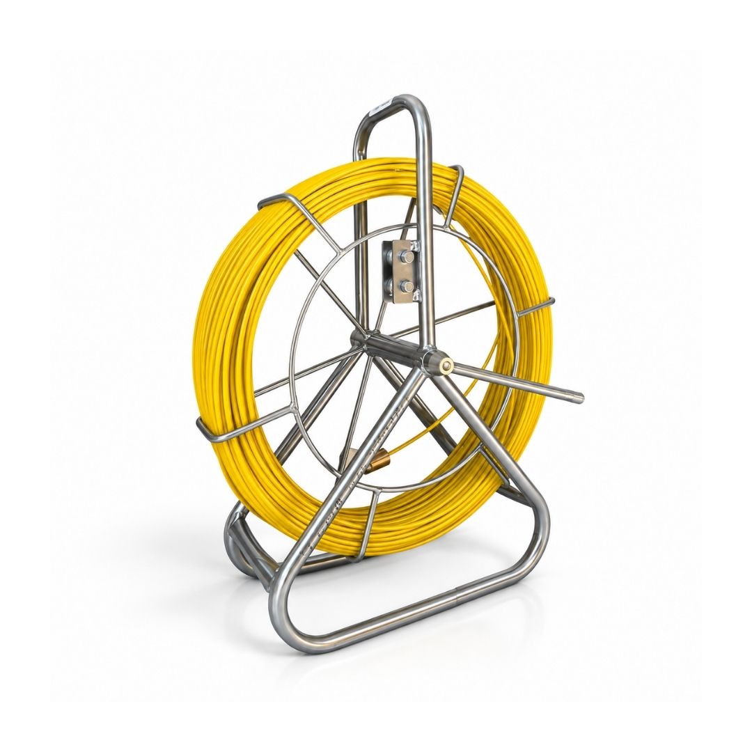 NBN Telstra 4.5mm x 100m  Fibreglass Cable Rodder – Heavy-Duty Steel Reel Cage