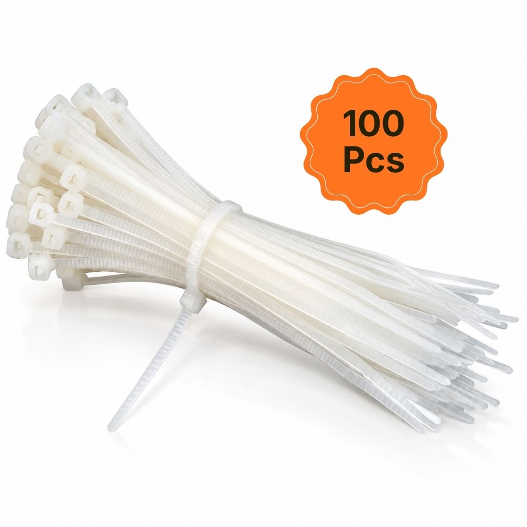 Cable Ties 4.8mm x 200mm WHITE - 100pcs