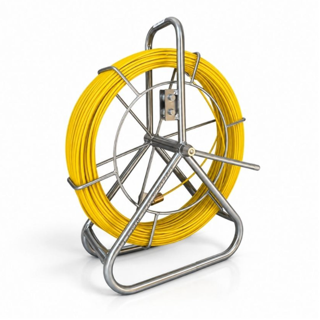 NBN Telstra 6mm x 100m  Fibreglass Cable Rodder – Heavy-Duty Steel Reel Cage