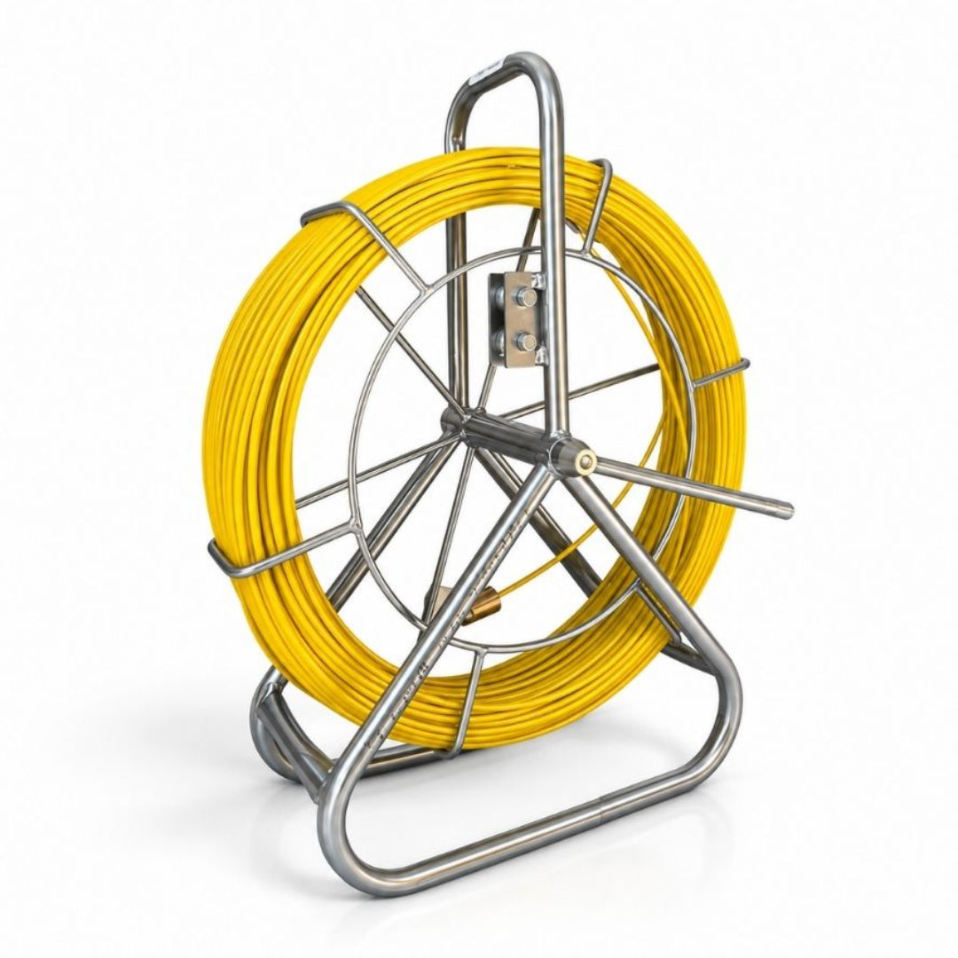 NBN Telstra 6mm x 100m Traceable Fibreglass Cable Rodder – Heavy-Duty Steel Reel Cage