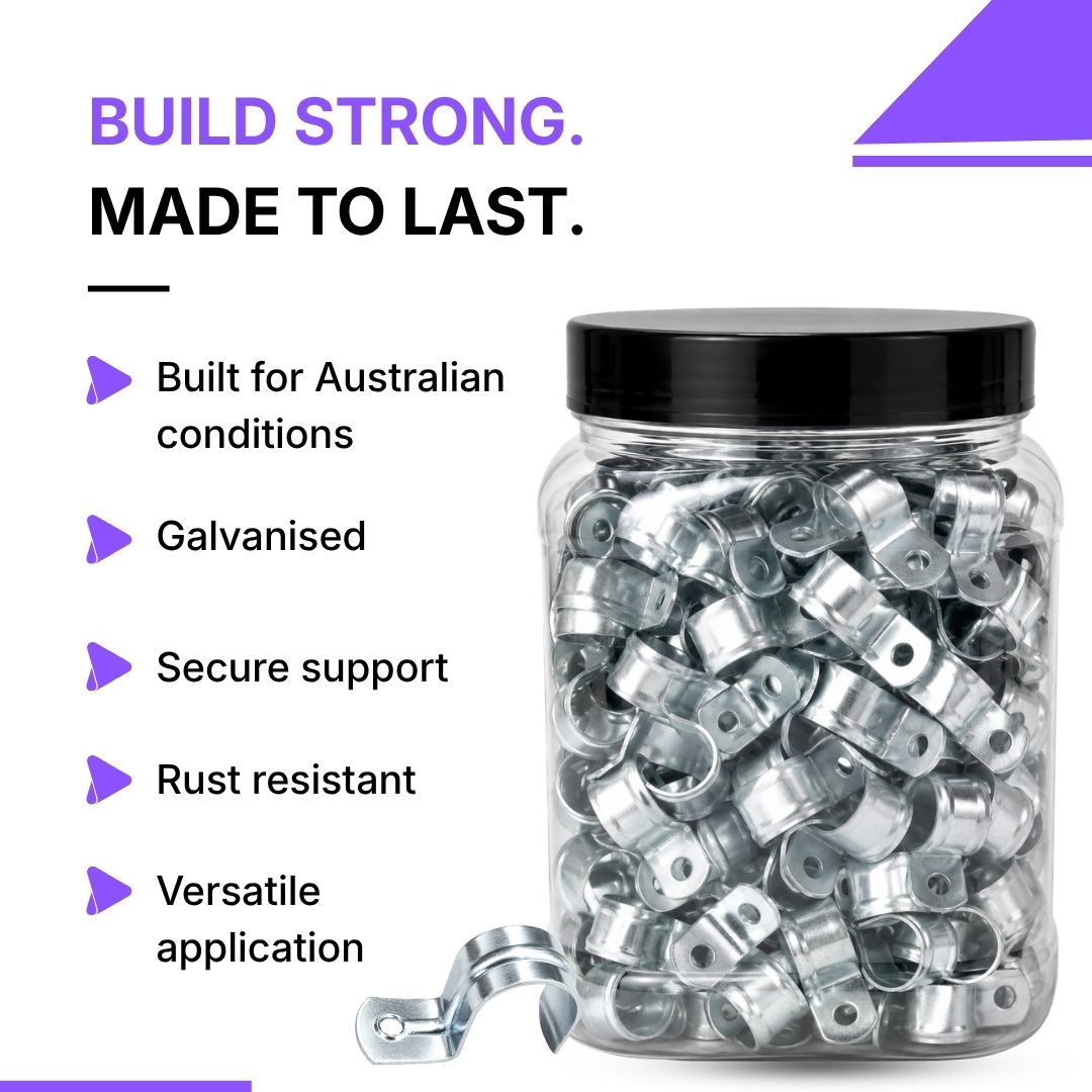 Galvanised Half Saddle 20mm  - 100pcs