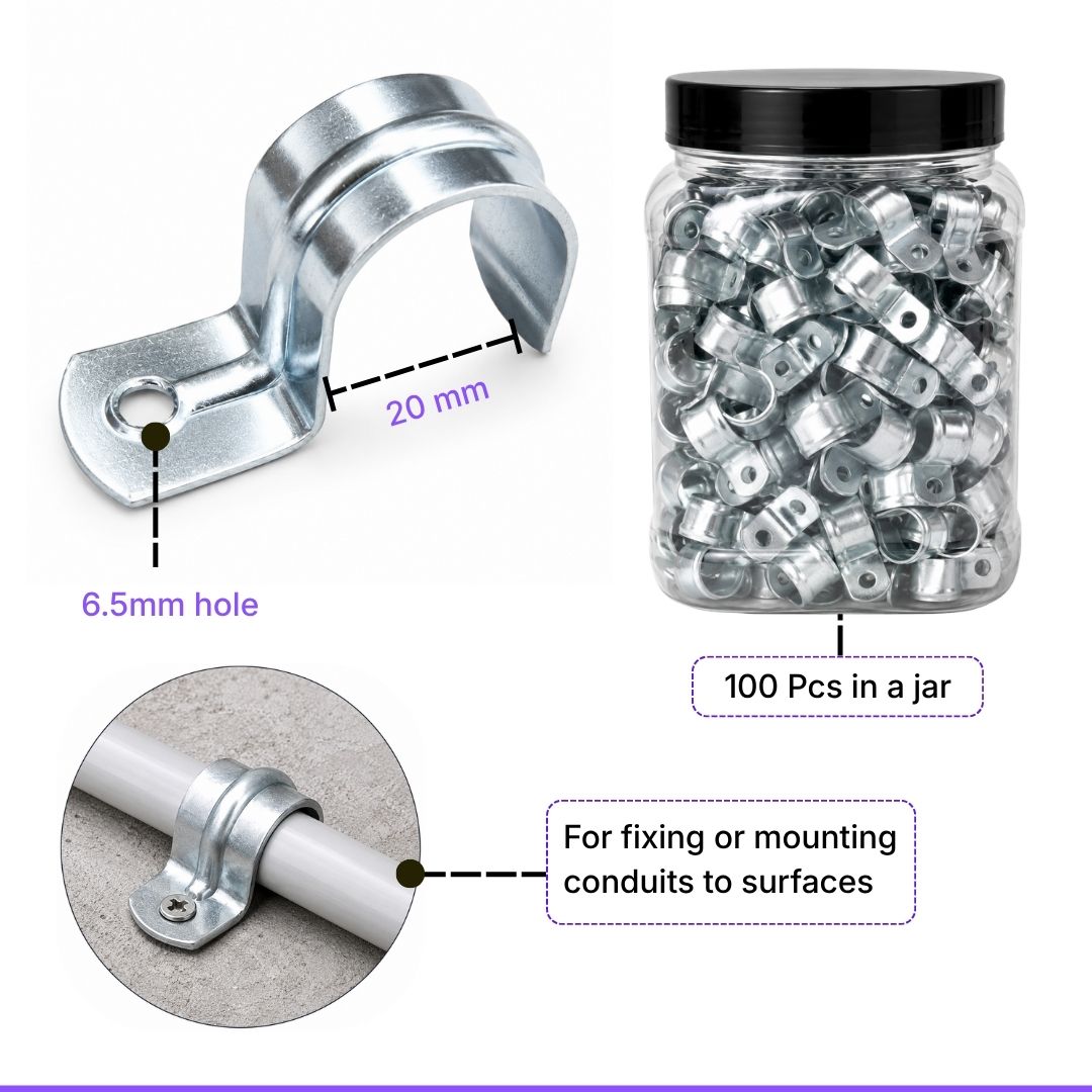Galvanised Half Saddle 20mm  - 100pcs