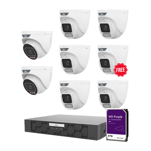 Uniview 5 * 6MP Owlview Cameras + 1 * 8CH NVR with 4TB HDD Installed & 1 * 6MP Owlview Free
