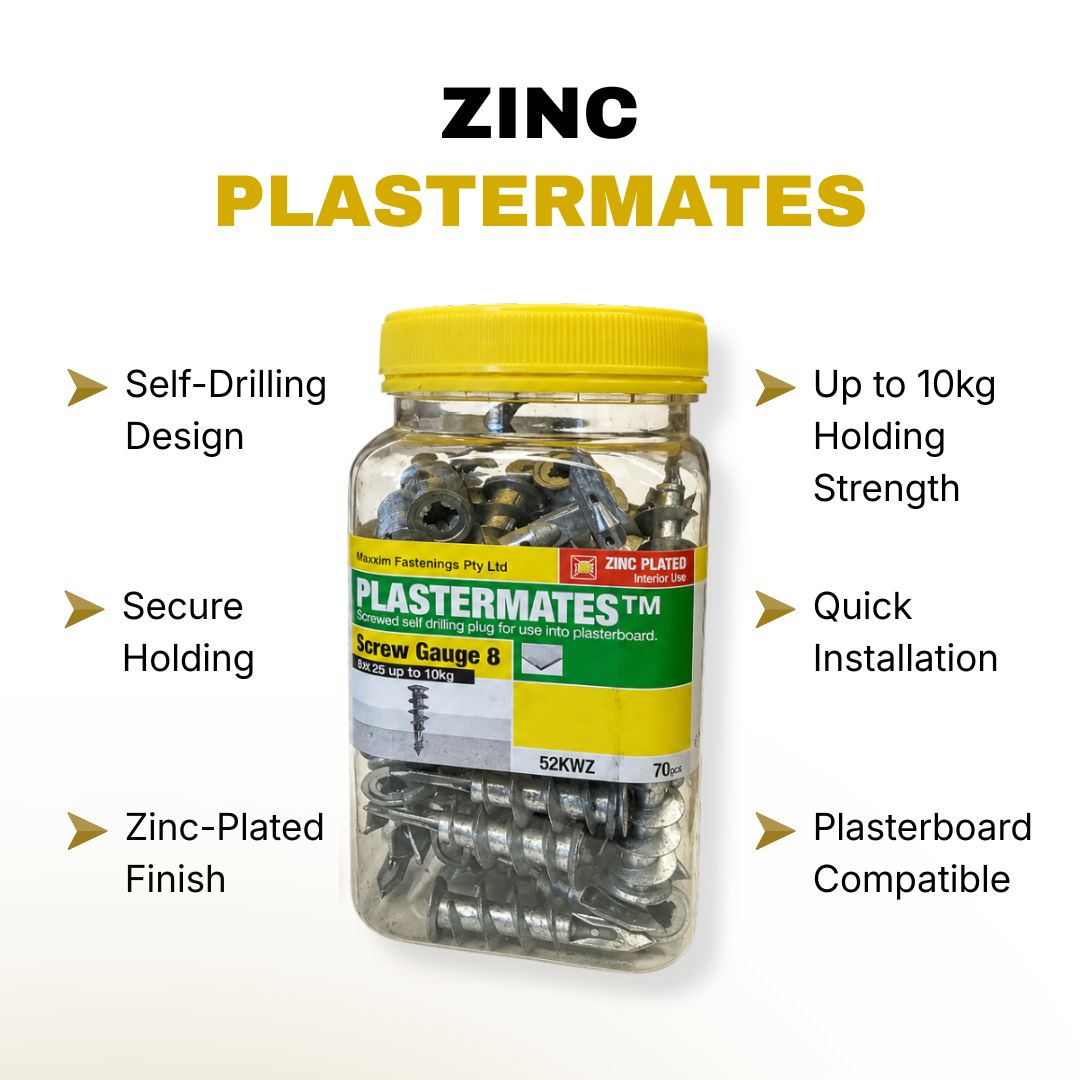 ZINC PLASTERMATES JAR 70pcs Screw 8 Gauge