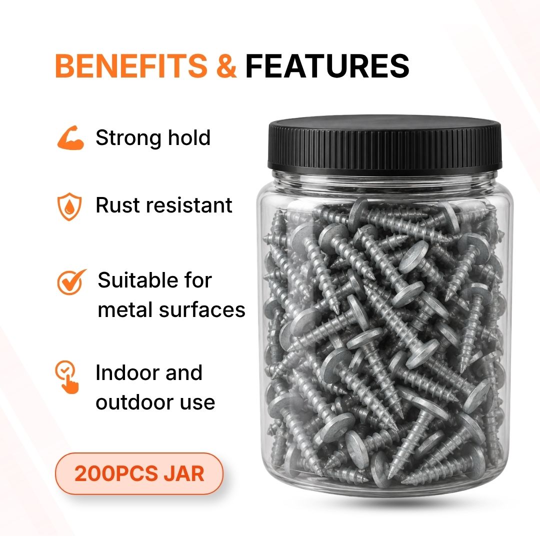 8g x 32mm Button Head Galvanised Needle Point Screws 200pcs JAR