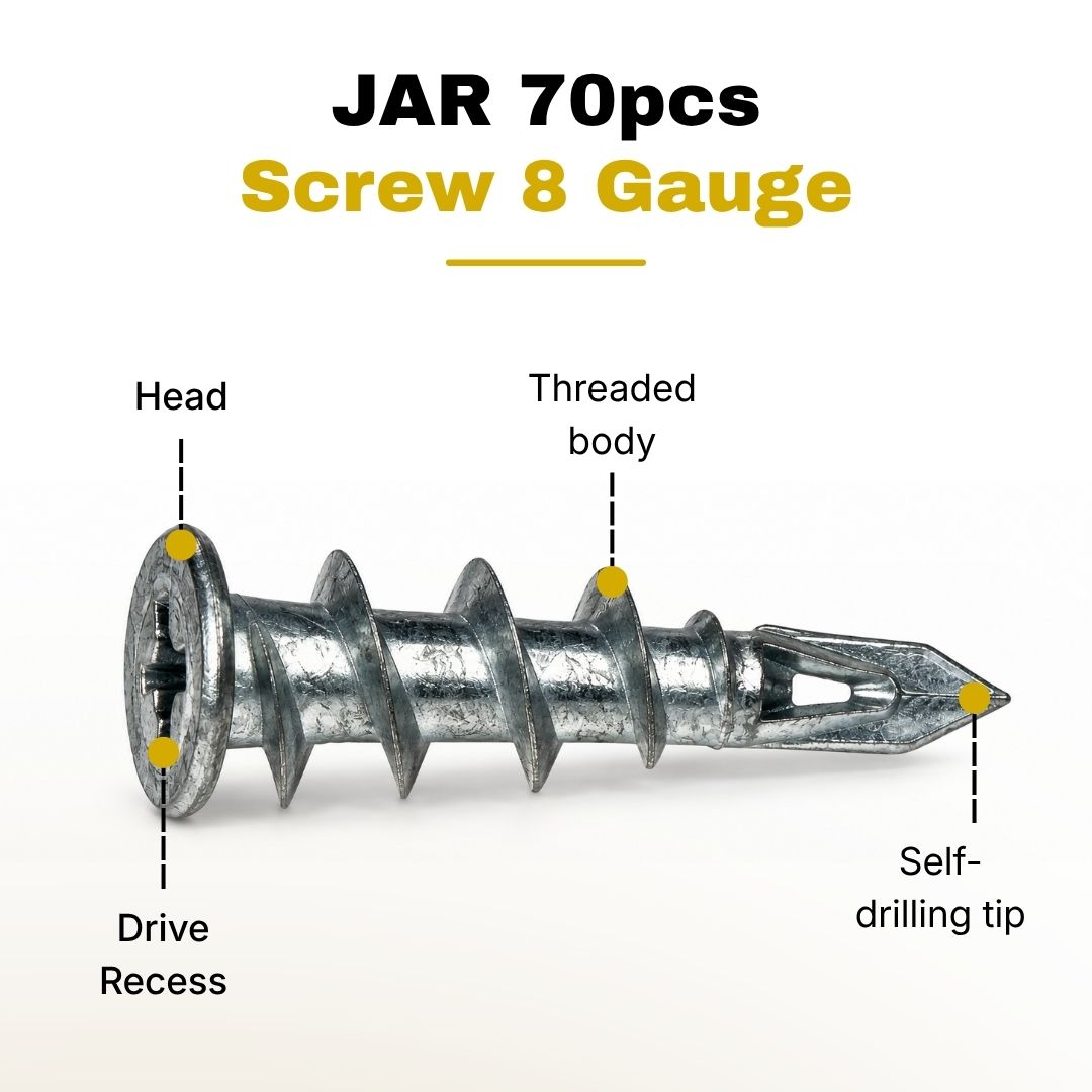 ZINC PLASTERMATES JAR 70pcs Screw 8 Gauge