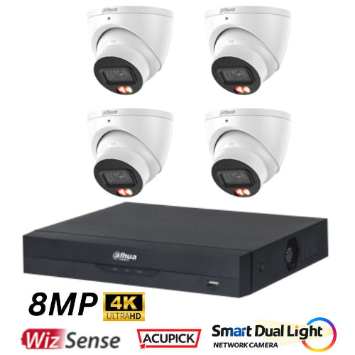 Dahua 8MP Smart Dual Light CCTV Kit - 4 Cameras + 4 Channel NVR