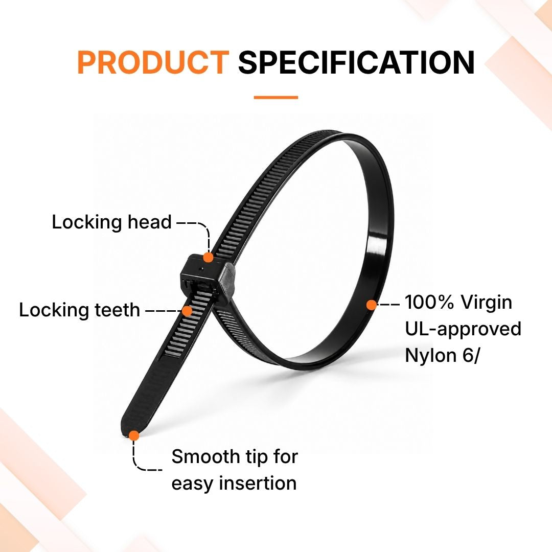 3.6mm X 140mm Cable Ties, Bags Of 100 Pieces - BLACK