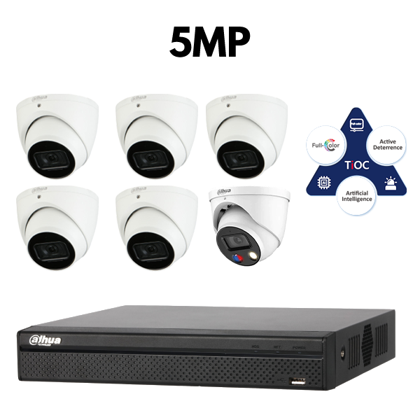 Dahua 5MP Special CCTV Kit with TIOC - 6 Cameras + 8 Channel NVR