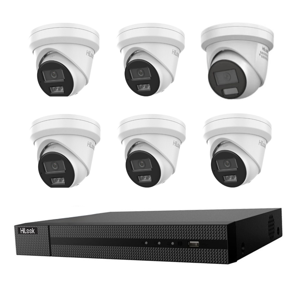 HiLook 5 x 6MP IntelliSense AI + 1 HiLook ACDC Camera Kit with 8Channel NVR +2TB HDD