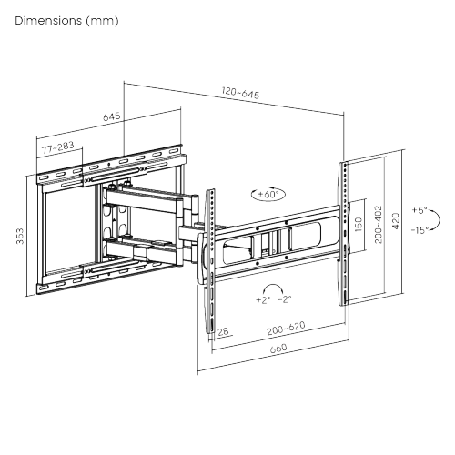Heavy-Duty Full-Motion TV Wall Mount with Lateral Shift Wall Plate 37''-86'' LPA80-466A