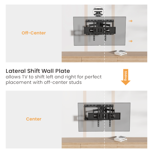 Heavy-Duty Full-Motion TV Wall Mount with Lateral Shift Wall Plate 37''-86'' LPA80-466A
