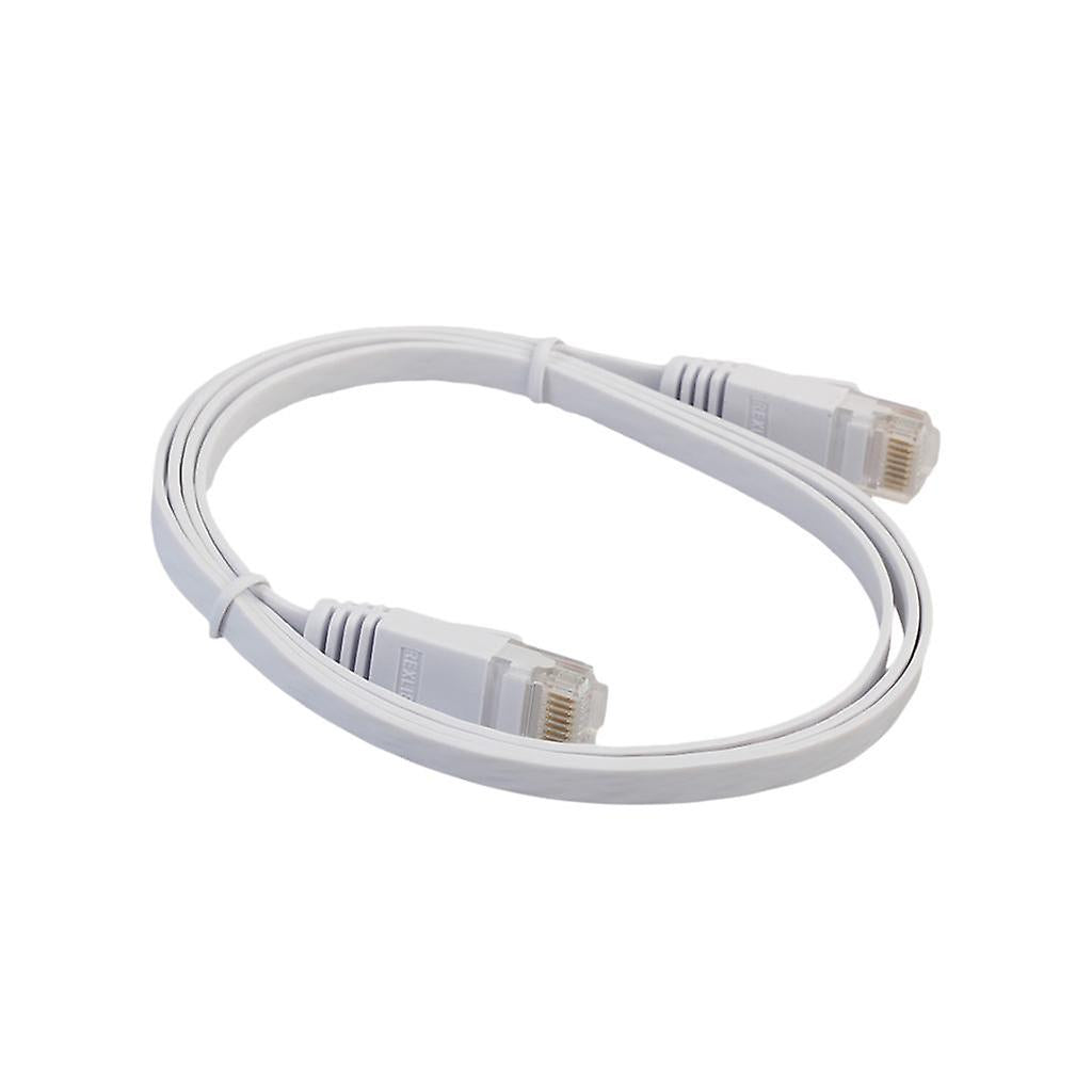 CAT6 RJ45 Ethernet Flat Ribbon Style Patch Cable  1m - White