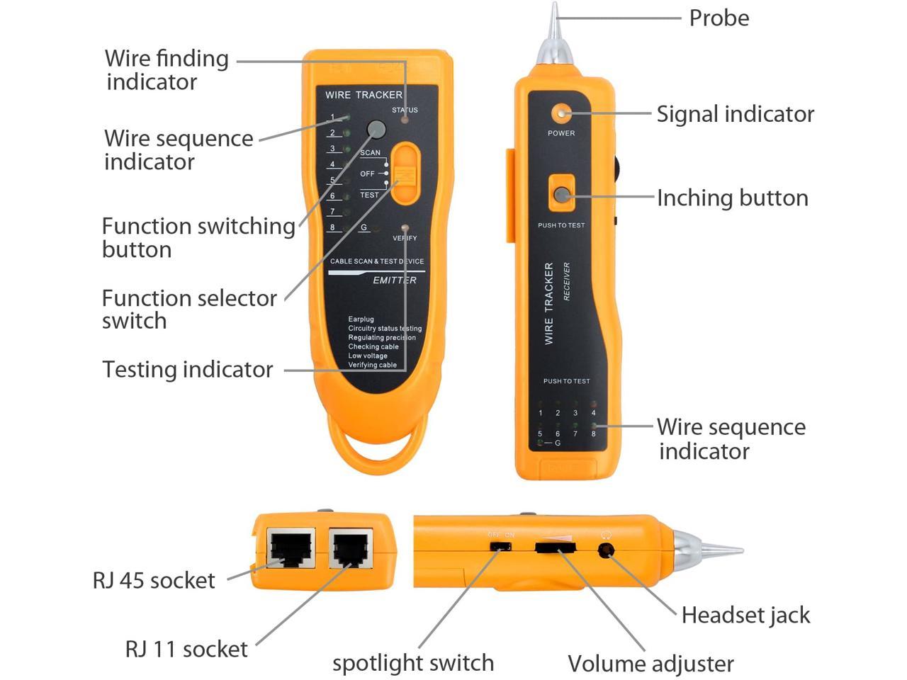 Network Cable Wire Tracker/Tester RJ11 , RJ45