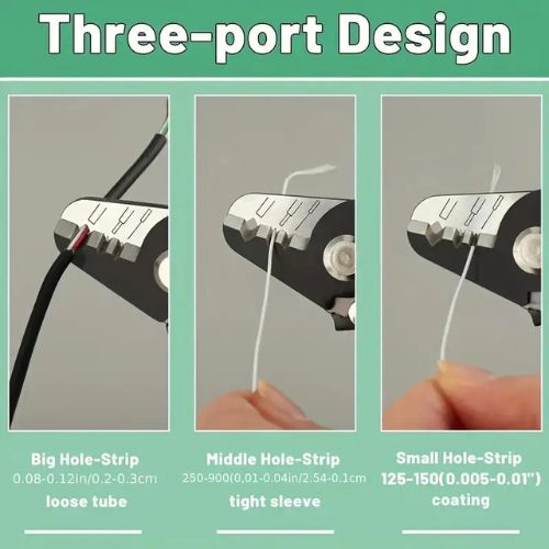 Precise 3 Holes Fibre Optic Wire Striper (6.5 Inch) Heavy Duty