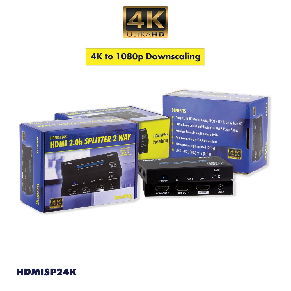 HDMI Splitter - 2Way 1 to 2 HDCP 2.2 18G 4K