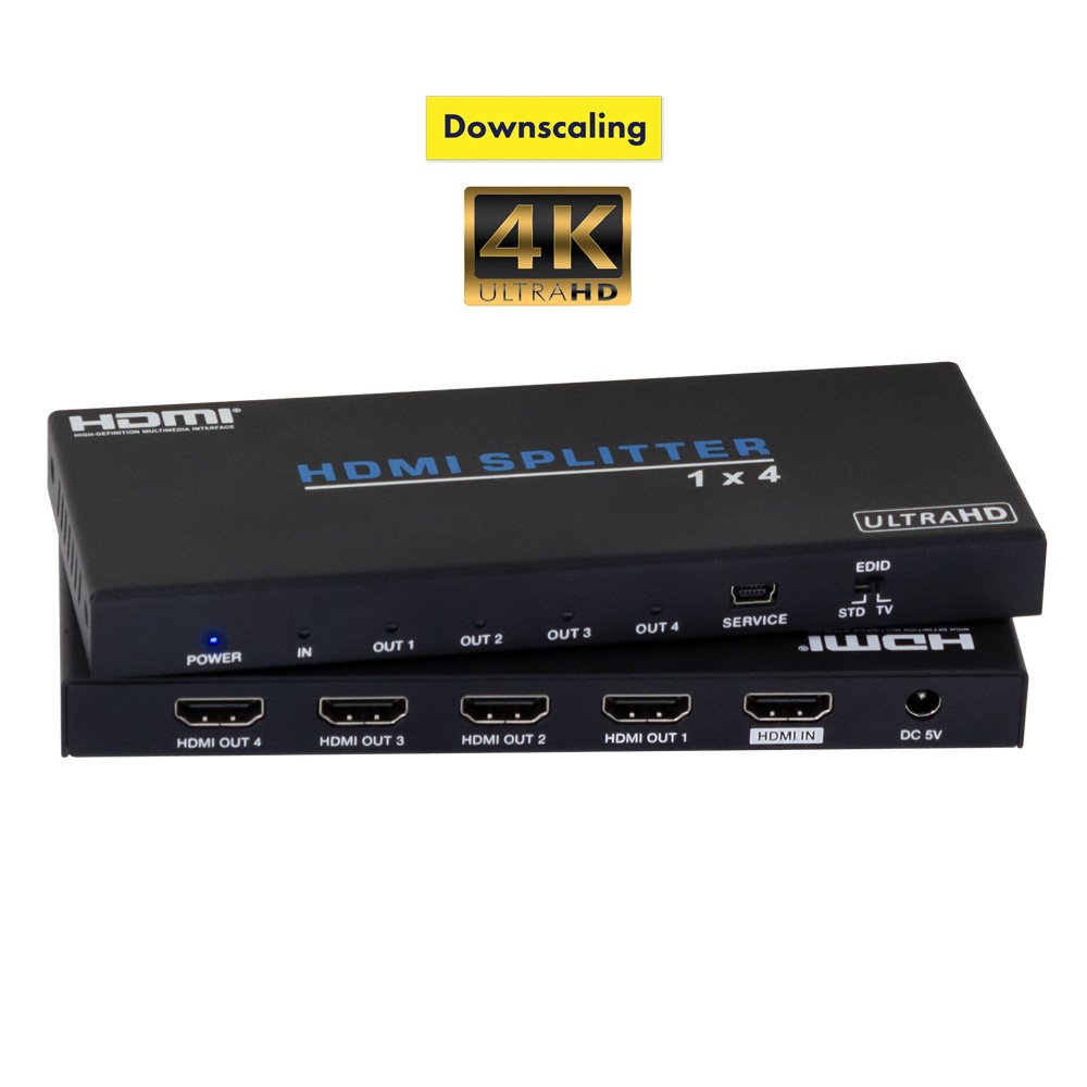 HDMI Splitter - 4Way  to 4 HDCP 2.2 18G 4K with EDID Downscaling