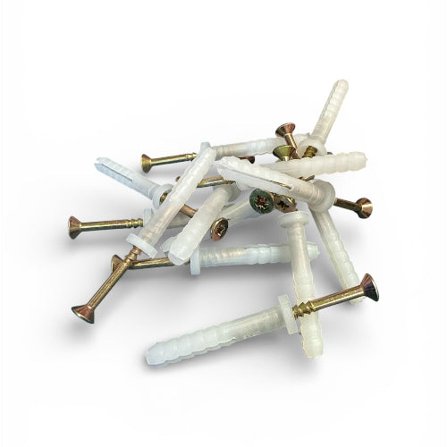 6mm x 40mm Zinc Pin Nylon Screw In Anchor Round Head 100pcs