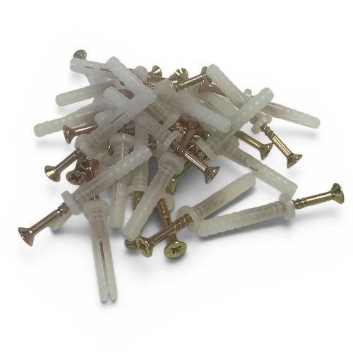 6mm x 35mm Zinc Pin Nylon Screw In Anchor Round Head 100pcs
