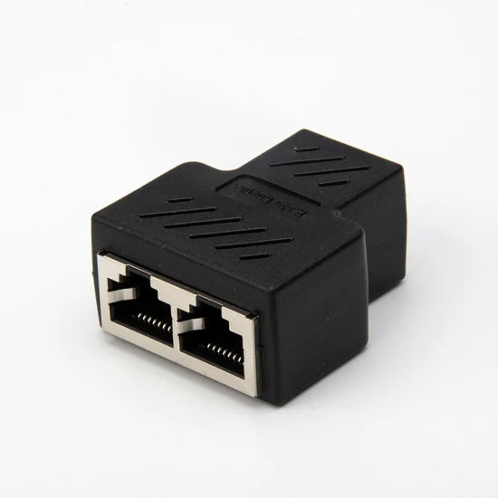 RJ45 Splitter 1 to 2 Ethernet Ports Cable Splitter (Black) Cat5, Cat5e, Cat6, Cat7