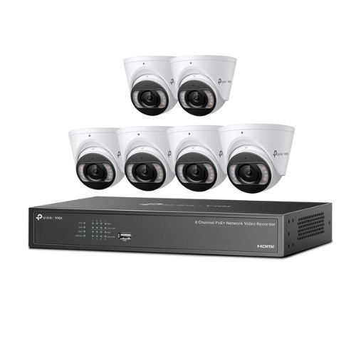 TP-LINK VIGI 4MP Full-Color Turret IPC &amp; 8 Channel PoE+ NVR KIT TP-NK8MP-T6425-2T
